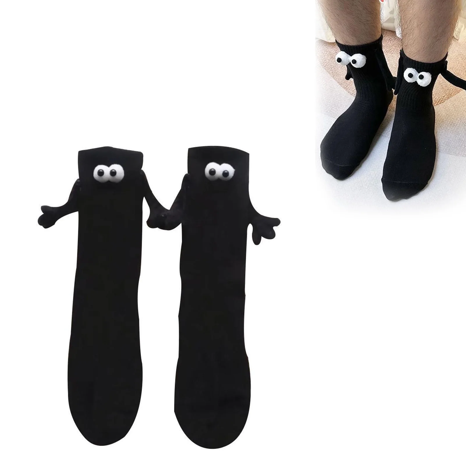 

Новинка, магнитные носки для рук, дышащие носки средней длины, черные/белые носки для влюбленных пар, мужа и жены