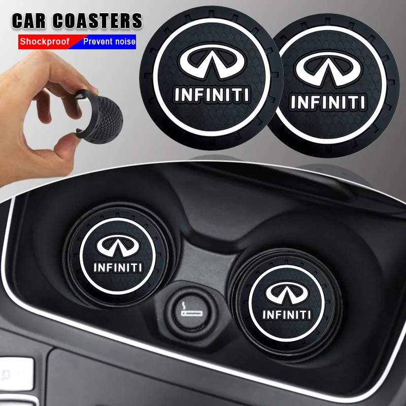 

Car Coasters PVC Anti Slip Coasters Cup Holder Insert for Infiniti FX G M EX G35 G37 Q30 50 60 70 QX30 50 70 80 JX35 Accessories