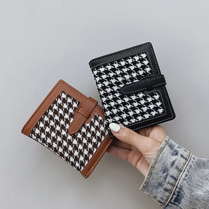 

Женский кошелек из искусственной кожи с держателем для карт, женские брендовые кошельки с металлической пряжкой, компактный кошелек тройно...