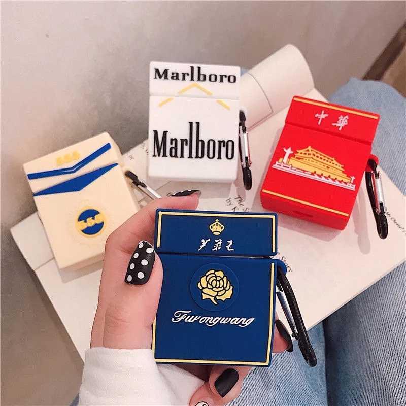 

3D Cigarette case Earphone Case For Airpods 2 Silicone Soft Wireless Bluetooth Earphone Charging Box Case For Airpods 1 2 3 Pro