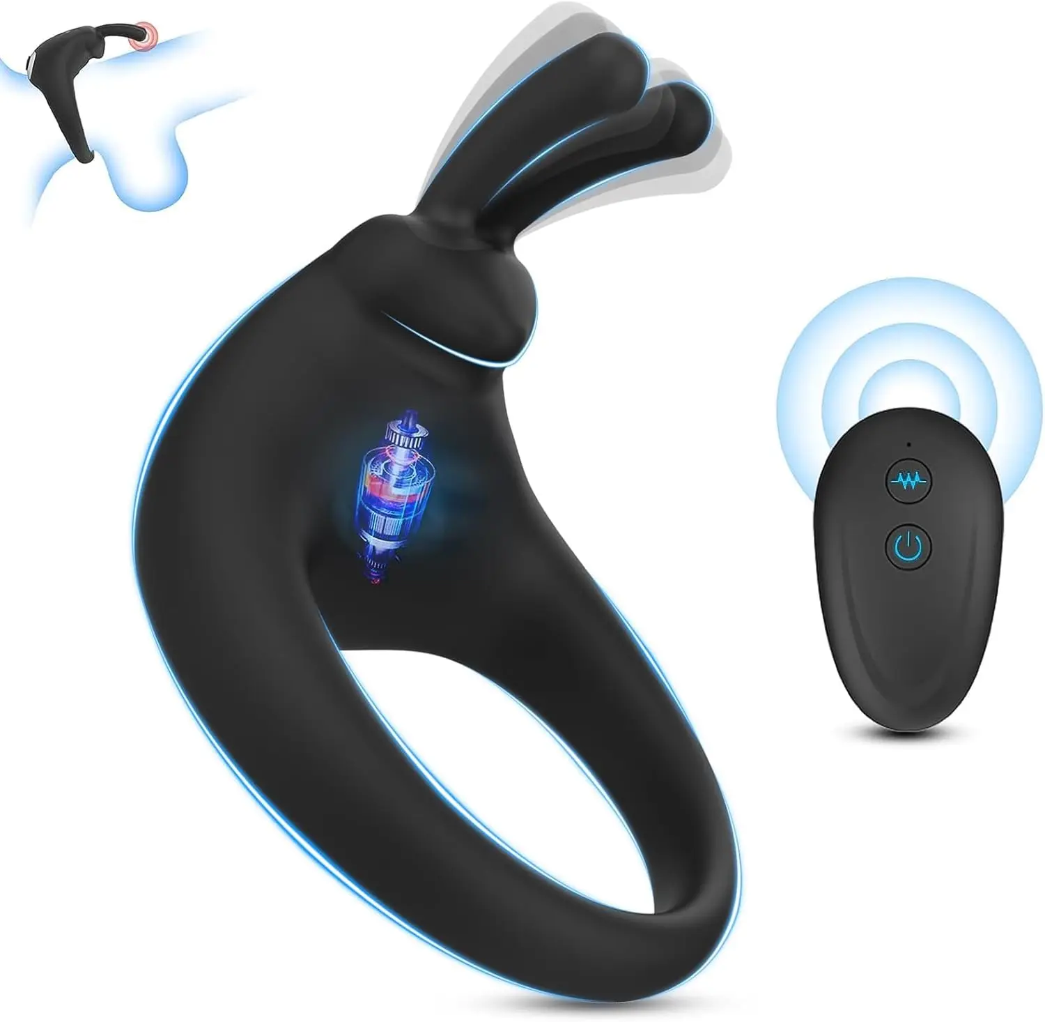 Вибрирующее кольцо на член с 10 режимами вибрации эластичное вибрирующее пенис