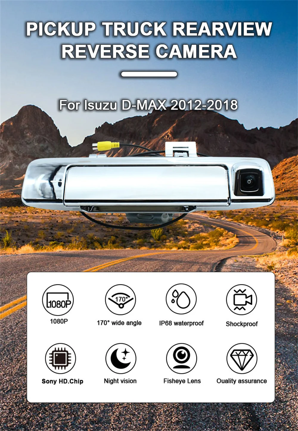 Фото Задняя камера заднего вида AHD 1080P для Isuzu D-max Dmax 2012 2013 2014 2015 2016-2018 Автомобильная камера с ручкой пикапа №2