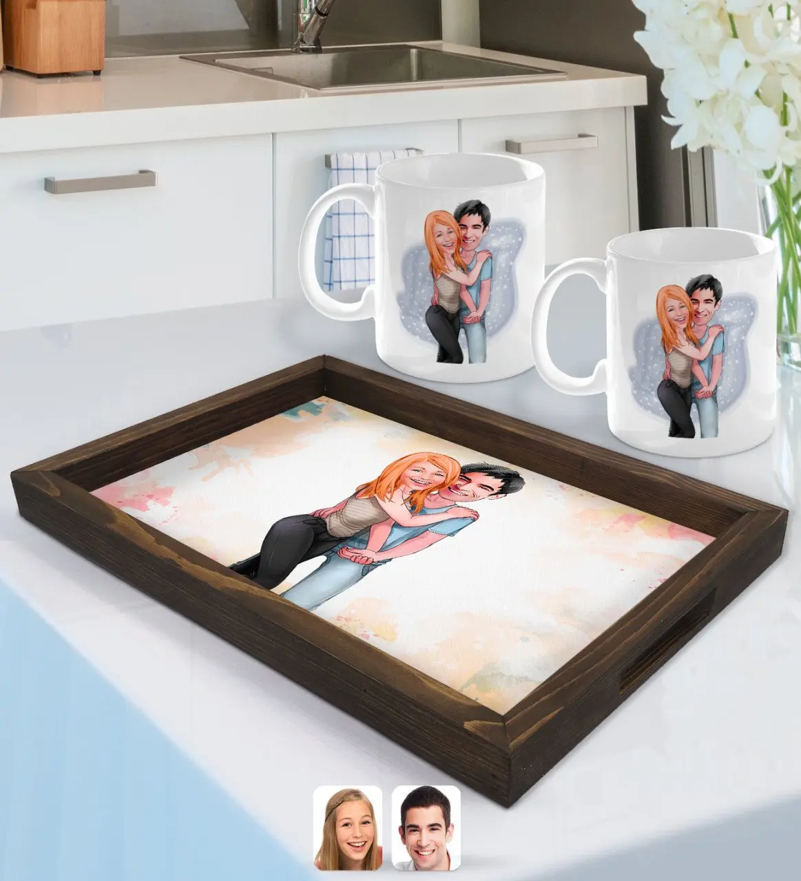 

Персонализированная фотография в стиле Дня Святого Валентина с фотографией и двойной чашкой