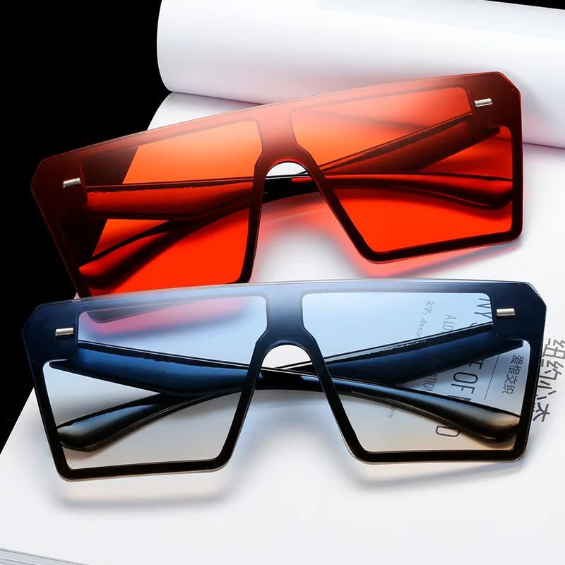 

Солнцезащитные очки в большой оправе для мужчин и женщин, цельные трендовые модные солнечные очки с УФ-защитой в европейском и американском...