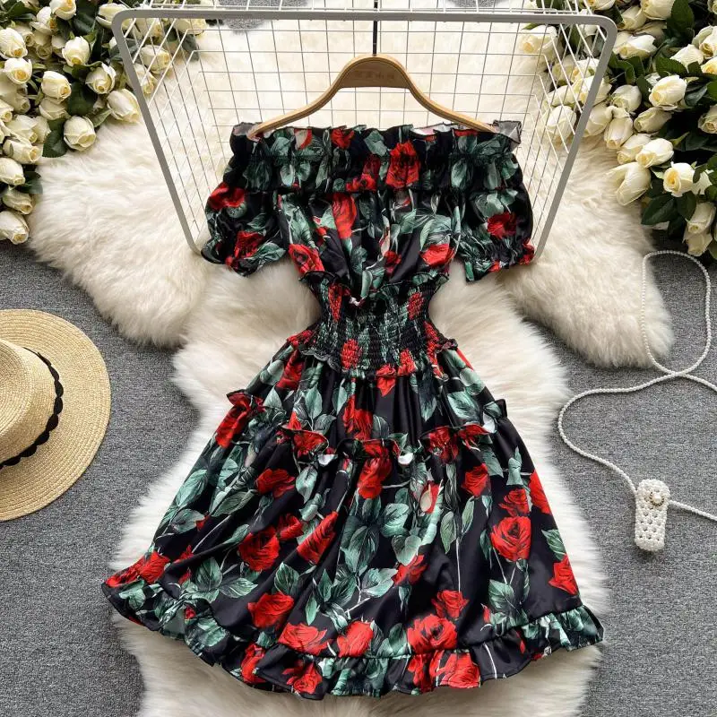 

WEIHAOBANG 2022 Summer Women's New Printed Backless Pullover Short Sleeveddresses Lady's Elastic Waist Casual Loose Dress