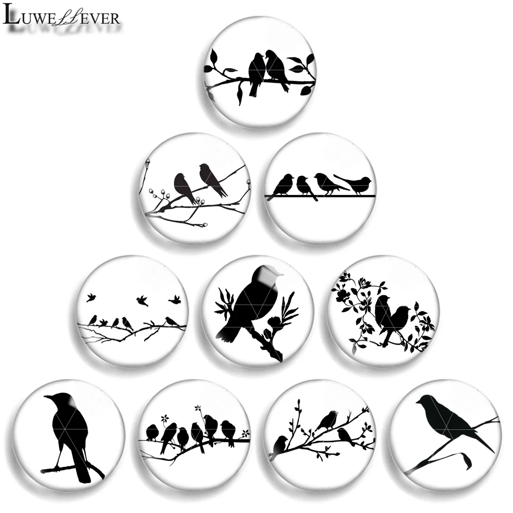 10 мм 12 20 25 30 40 835 птица микс круглых брелоков 18 защелкивающийся браслет