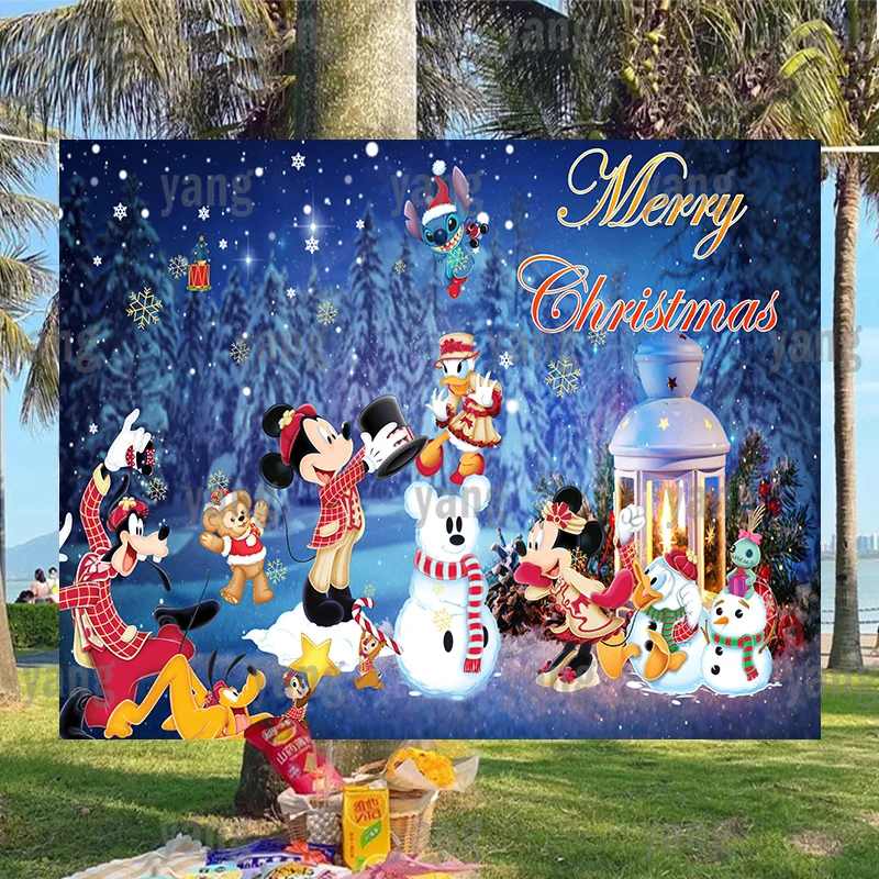 

Фон для фотосъемки с изображением леса и снежинок