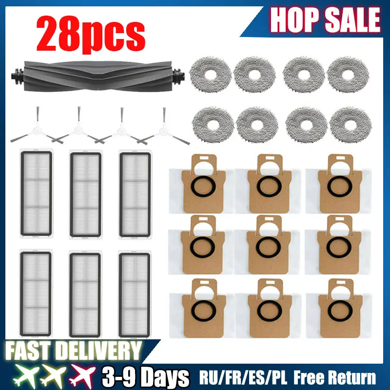 

Запасной робот-пылесос Dreame Bot L10s Ultra L10 Ultra, резиновая/боковая щетка, крышка, фильтр, тряпка для швабры, детали мешка для пыли