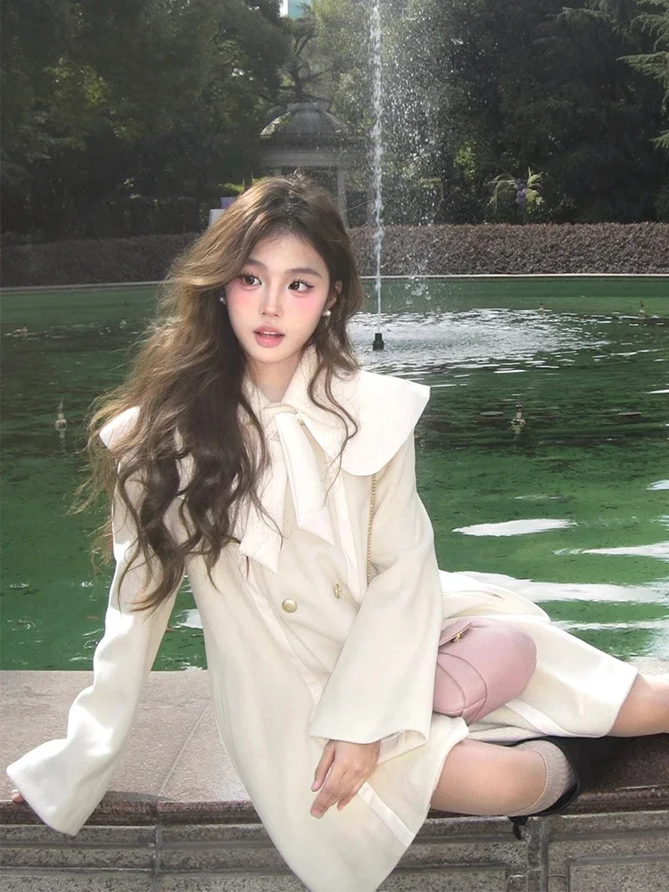 Французское высококачественное Ретро милое шерстяное пальто с кукольным