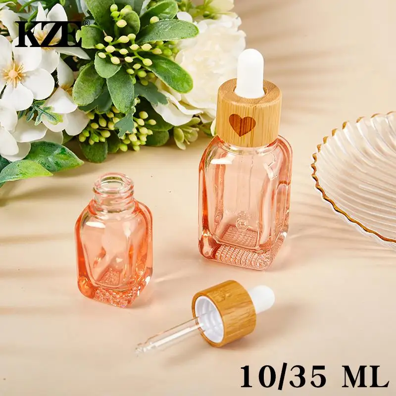 

Empty Refillable Bamboo Glass Eye Dropper Bottle 10/35ml Essential Oil Bottles With Pipettes Makeup Cosmetic Sample Container