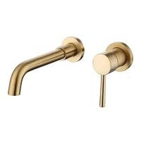 factory made bathroom wall mount 360 degrees swivel spout brass gold water tap basin faucet