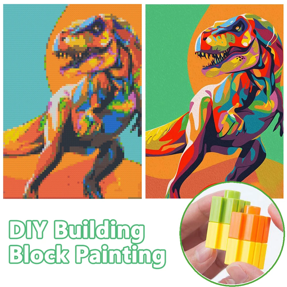 

Dinosaur DIY Mosaic Painting Home Toy Lion Reindeer Animals Decoration Cat Building Block Pixel Art Wall Ideas Pop Surprise Gift