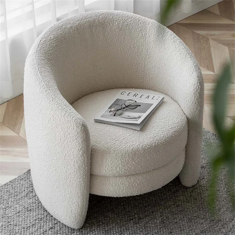 

Designer Lamb Velvet Living Room Chairs Nordic Leisure Armchair Single Sofa Lazy Balcony Single Sofa Chair sillas Home Furniture