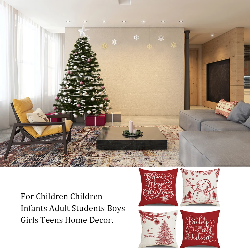 

Набор из 4 рождественских наволочек, праздничная искусственная Свадебная декоративная подушка для дома, офиса, гостиной, разноцветная наволочка