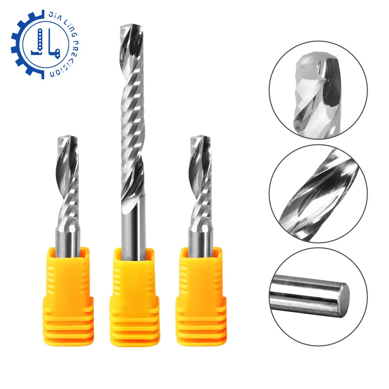 

Фрезерный станок с ЧПУ, гравировальный резец для дерева, акрила, хвостовик 3,175/4/5/6, деревообрабатывающий фрезерный станок с одной канавкой, спиральная концевая фреза