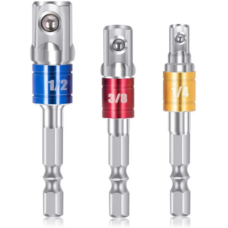 

3 шт., ударный адаптер для дрели, 1/ 4/3/ 8/1/2 дюйма