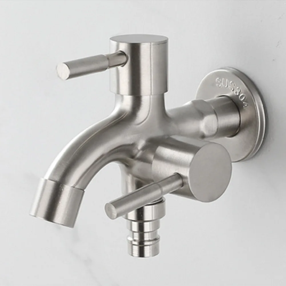 

304 Stainless Steel Washing Machine Faucet Double Tap Multifunctional Tap Two Way Tap Bathroom Kitchen Mop Tap