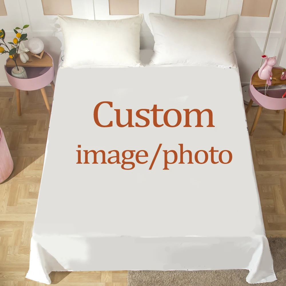 

Customized LOGO Photo Brand Cartoon Flat Sheets Soft Bedding Sheet Anime Bed Sheet for Queen King Size Kids Gift Bed Cover