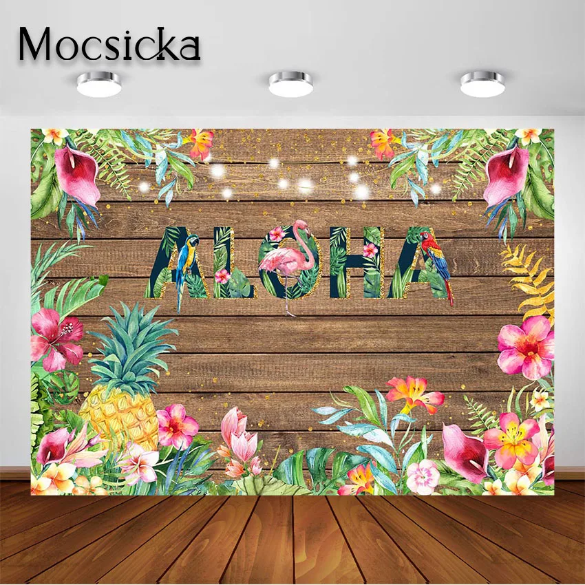 

Mocsicka Aloha фон для лета Luau тропические цветы Гавайский День рождения Baby Shower Декорации для фотосъемки