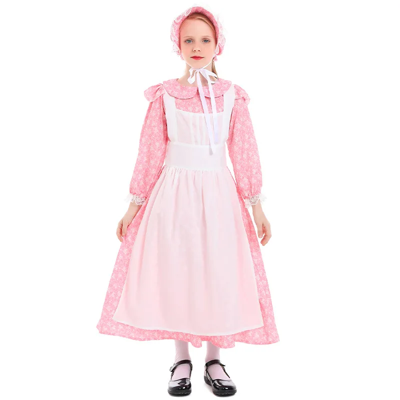 

Halloween anime game Huatian Farm girl bicolor maid dress daily uniform stage play performance clothes