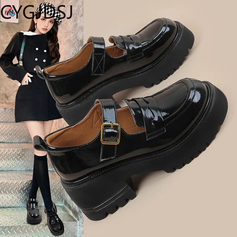 

Oxford Shoes for Women Chunky Sneakers Harajuku Shoes Patent Leather Shoes Women Casuales Low Heels Platforms Zapatillas Mujer