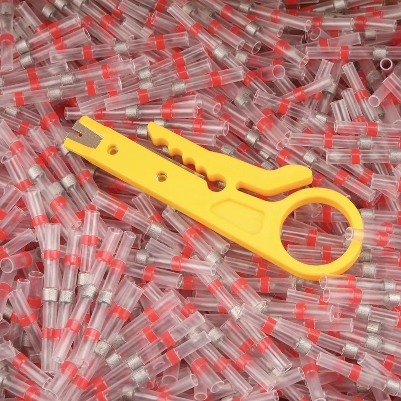 

100pcs Heat Shrink Butt Splice Connectors Wire Connector Heat Sleeve Tube Electrical Splice Solder Cable Heat Shrink with Solder