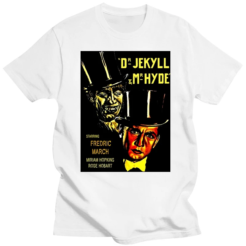 

Dr Jekyll&Mr Hyde Movie Poster Men Tee Shirt Harajuku Top Tshirt Fashion 2019 T-Shirt Black And White T-Shirts Black Top
