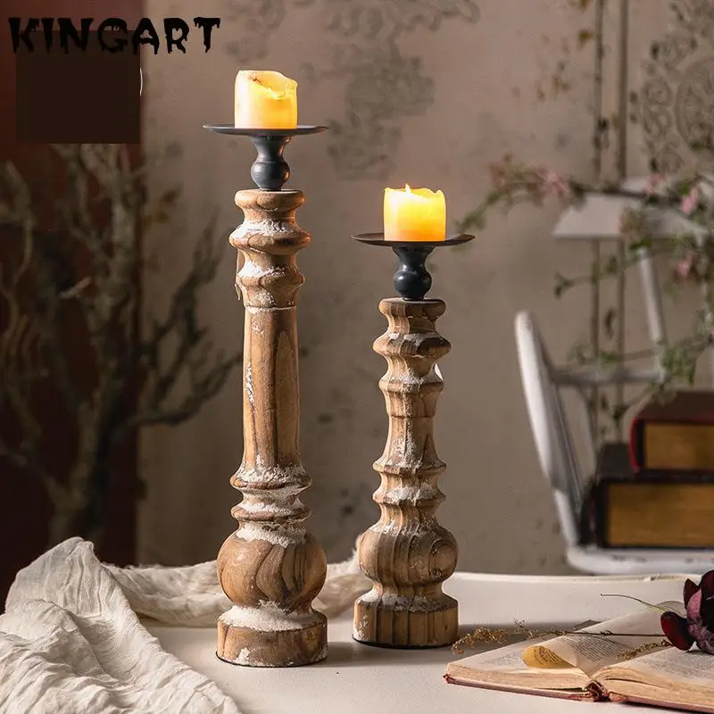 

Antique Candlestick Wood Home Decor Candle Holder Weddings Centerpieces Candle Holder Creative Vintage Wood Candle Stand K254