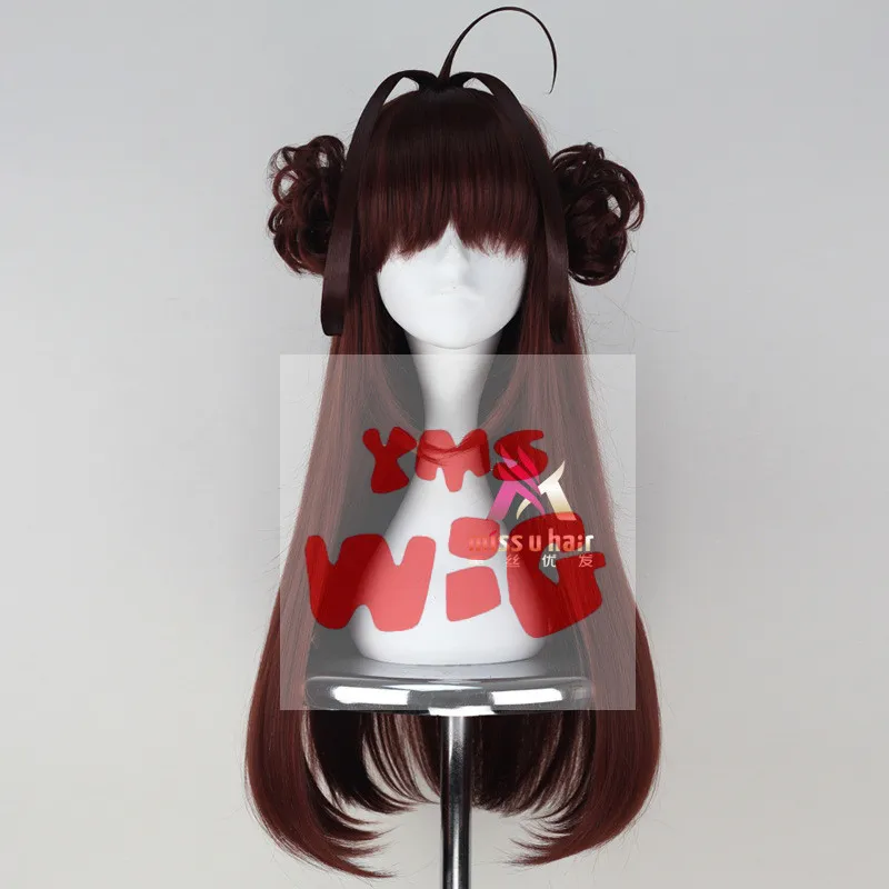 Kantai Collection Косплей Kongou 70 см длинные прямые красновато-каштановые волосы с двумя