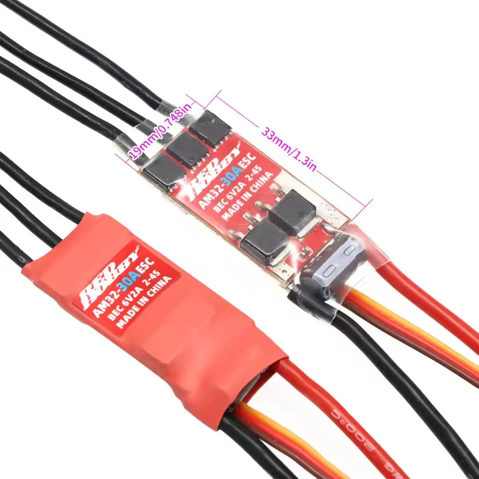 Фото 2-4S AM32 30A Redhobby двухсторонний бесщеточный регулятор скорости ESC с 6 В 2 А UBEC для радиоуправляемого мультикоптера, самолета, радиоуправляемого автомобиля, лодки №3