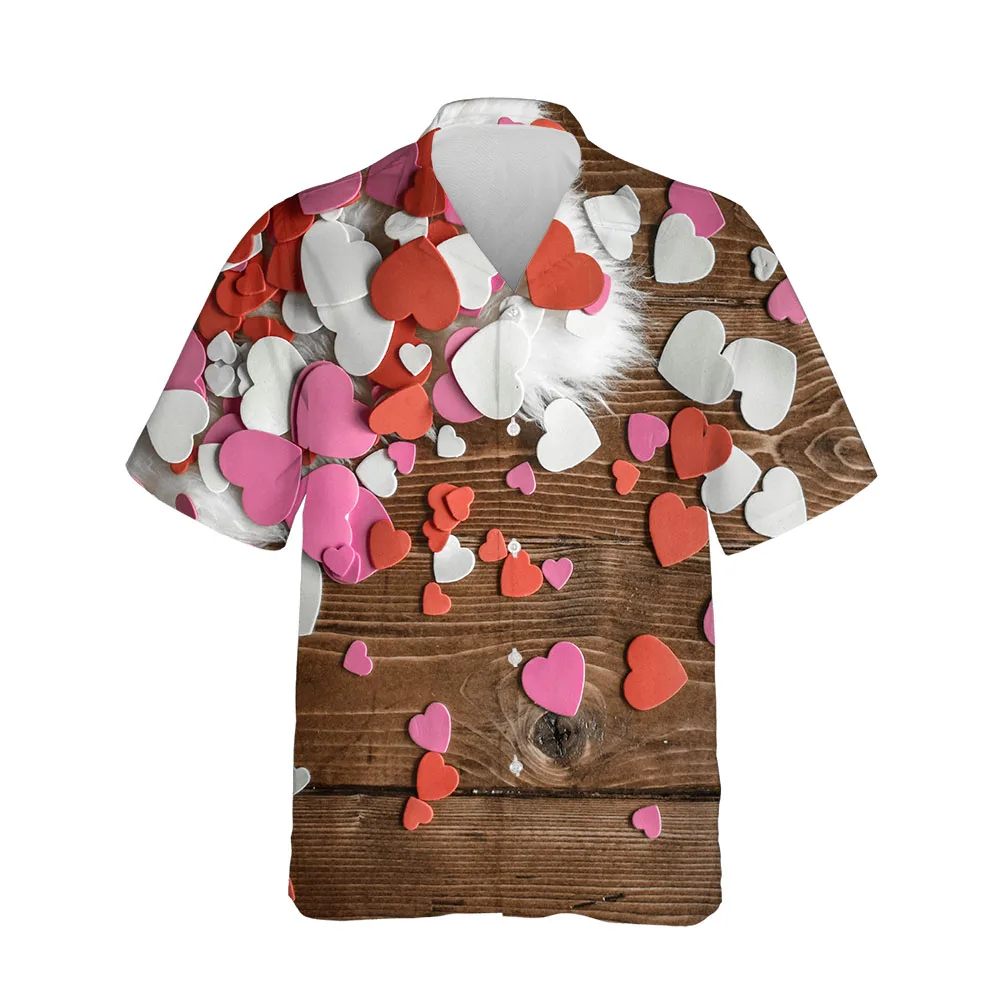Jumeast New 3D Summer Hawaiian Short Sleeve Shirts For Men Clothing Love Collection Oversized Casual Blouses Streetwear Clothing