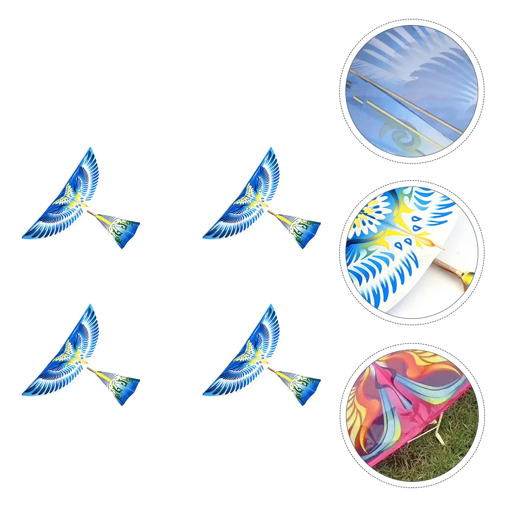 

4 Pcs Assembled Toy Flying Bird Children DIY Plaything Toys Boys Kids Educational Rubber Band Power Handmade Airplane Outdoor