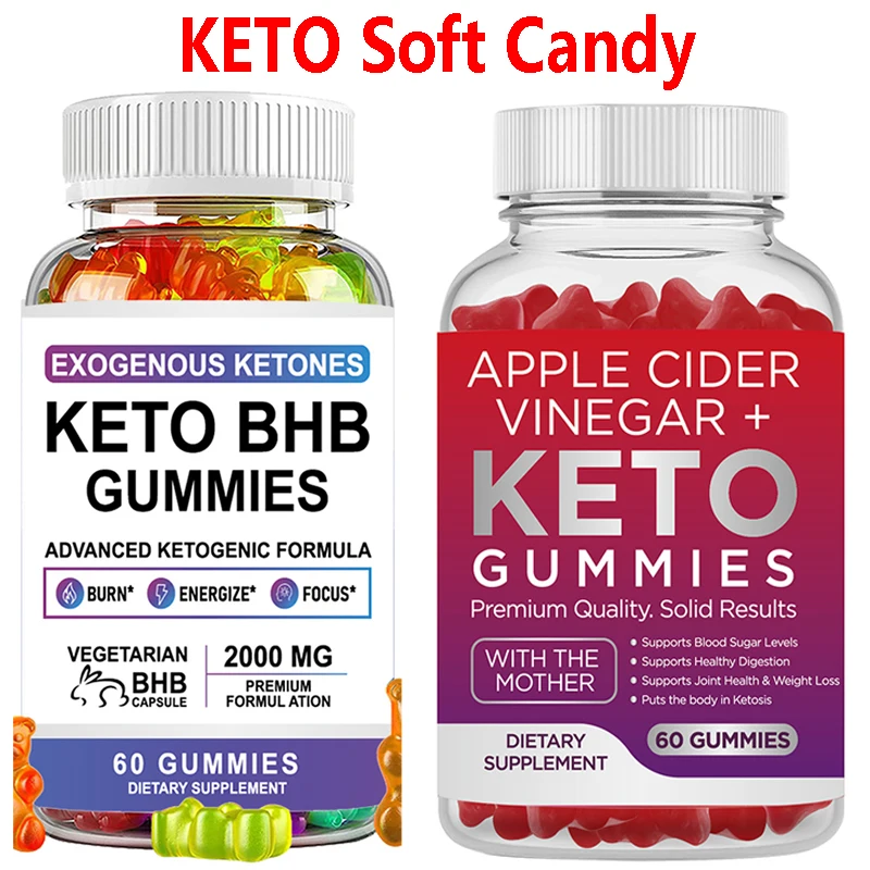 

2 bottle ketogenic apple cider vinegar soft candy stimulates metabolism supports digestive system health increases energy