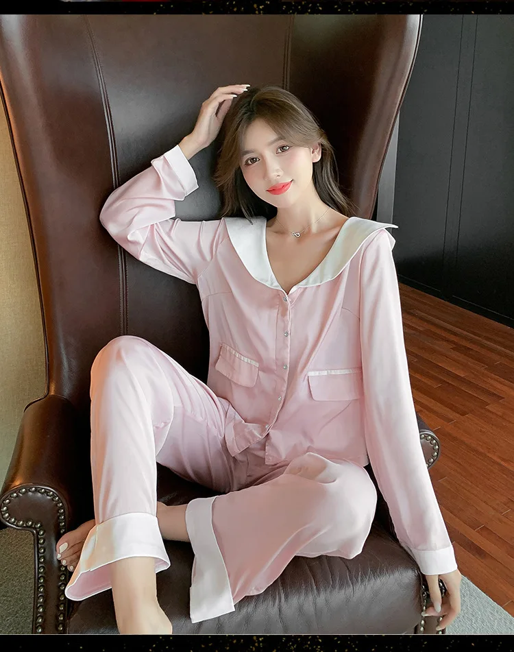 Silk pajamas women's night clothes for home wear ice and snow silk two-piece high-end fashion sexy tracksuit tops with trousers