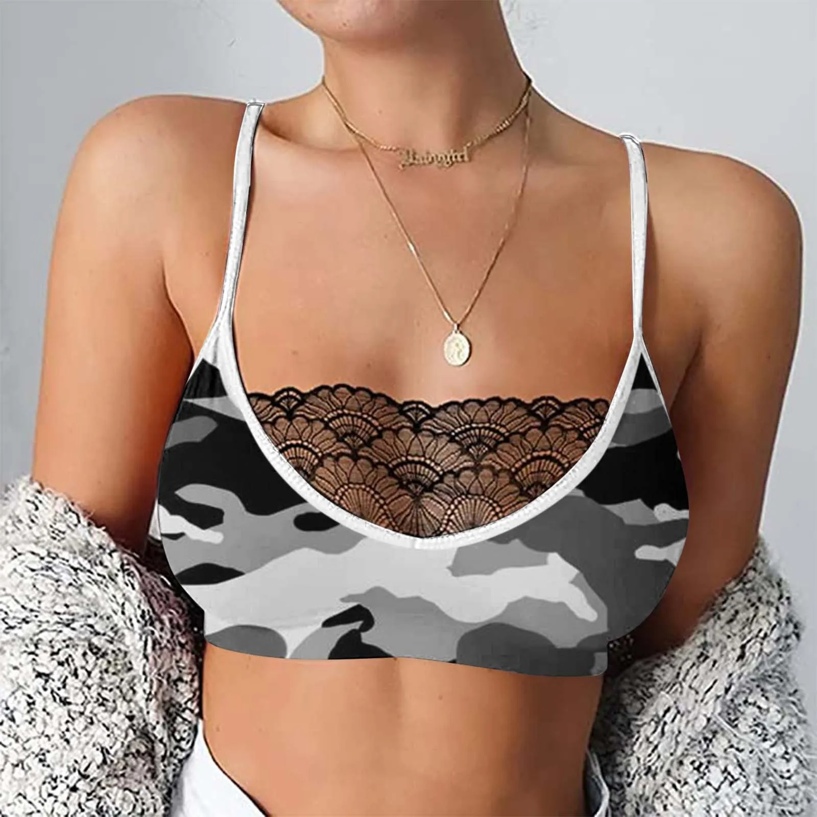 Женский короткий топ с принтом Love готический черный без рукавов кружевная