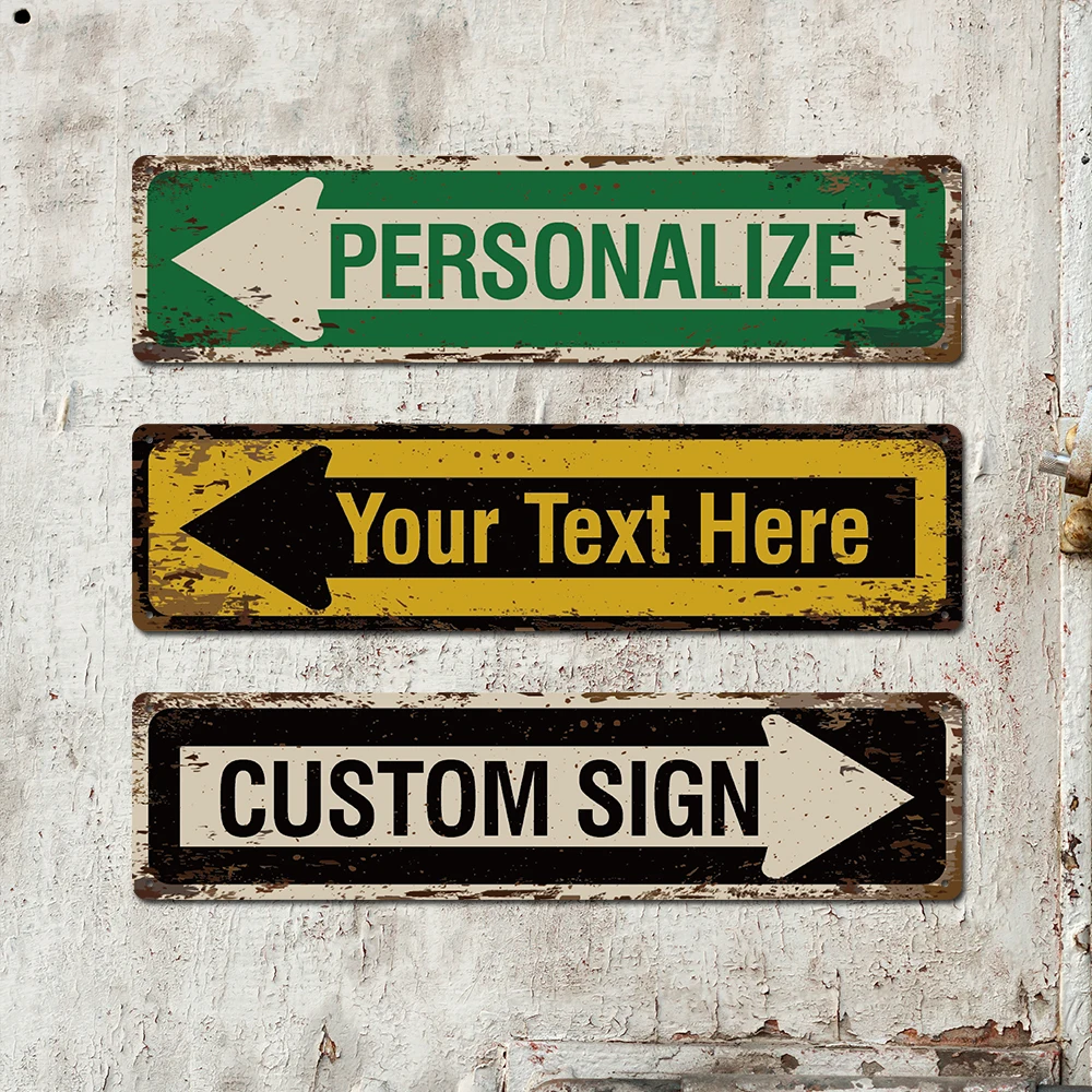 Персонализированный Металлический Знак Stree индивидуальное название стрелки