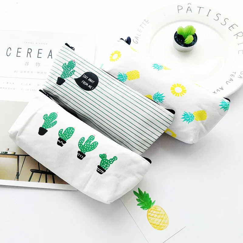 

Canvas Animal Beer Whale Cactus Pencil Bag Stationery Pencil Case for Pens Stationery Storage Women Girls Makeup Bag