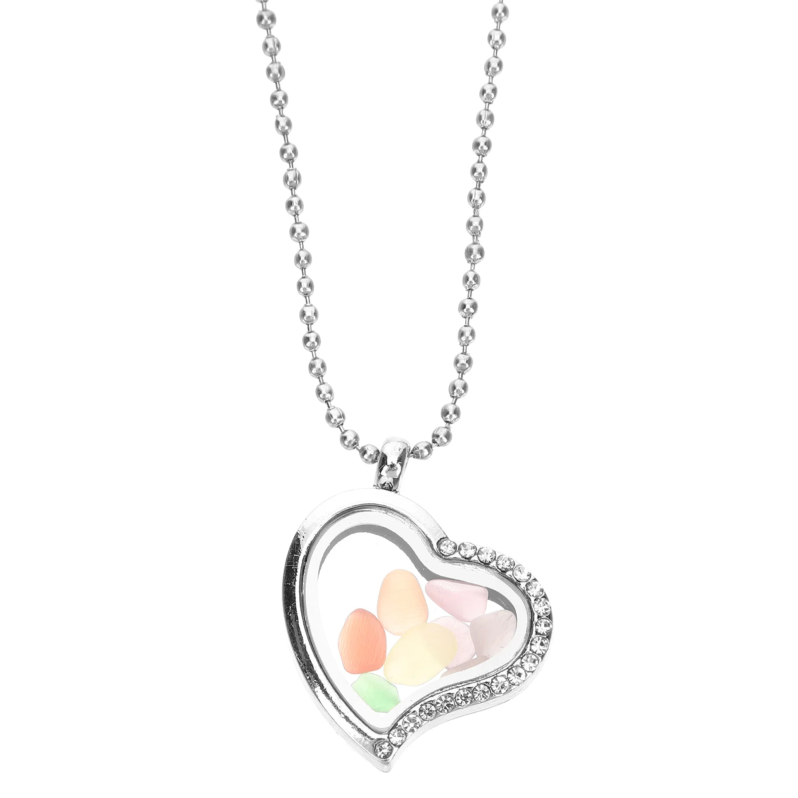 

Necklace Heart Locket Picture Pendant Crystal Photo Metal Vintage Jewelry Valentine Love Neck Chain Customized