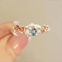 hot selling new 925 silver plated color separation flower ring european and american 14k rose gold flower