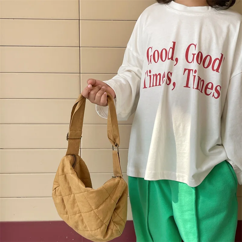 

Детские длинные стильные весенние топы Jonmi с рукавами, детские свободные новые корейские футболки, повседневные футболки с принтом оленя 2023