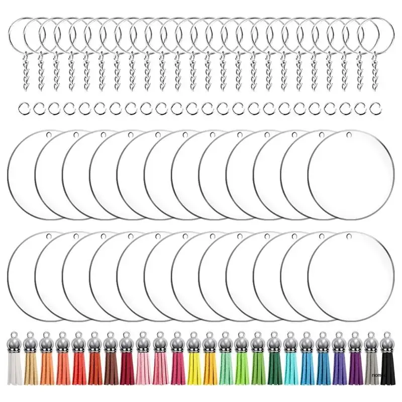 

Acrylic Keychain Blanks for Craft with Key Rings Tassels and Jump Rings for DIY