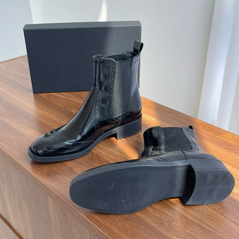 Maxdutti/блок в британском стиле ретро резные ботильоны из воловьей кожи ботинки