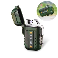 outdoor waterproof lighter portable double arc charging lighter windproof silent windproof lighter wading camping mens gadget
