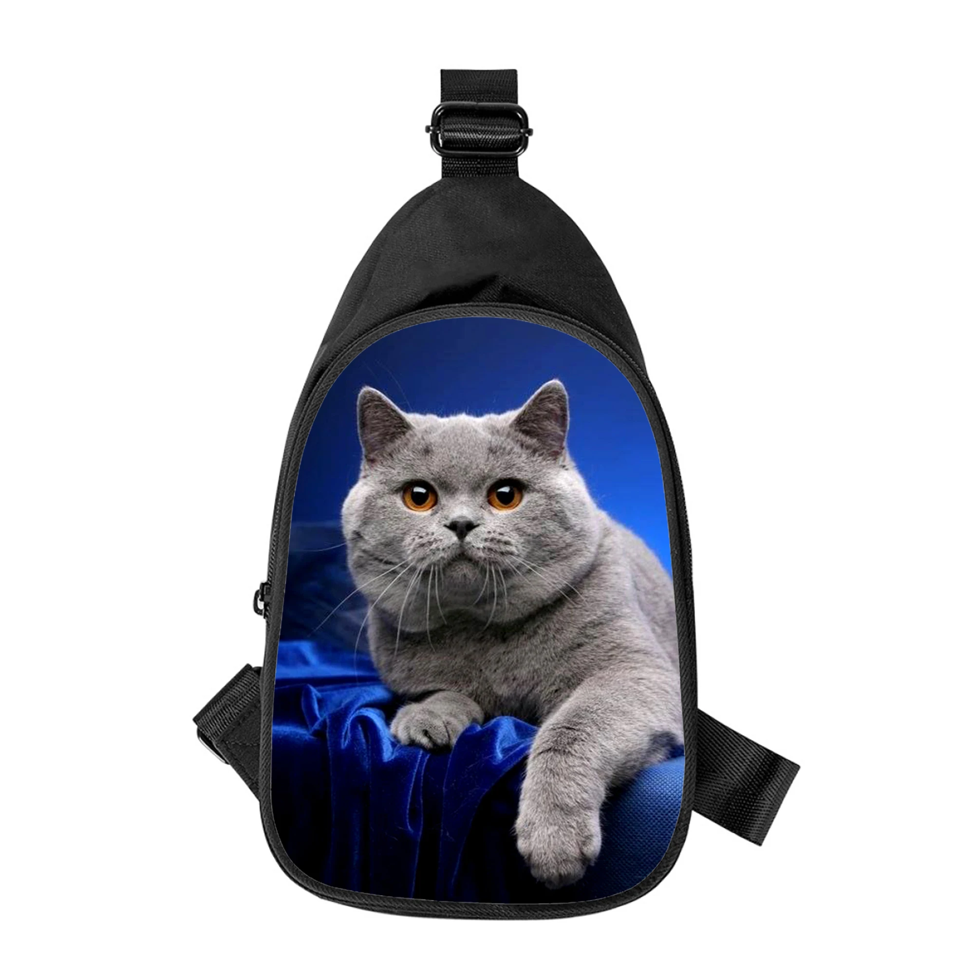 British shorthair cat 3D Print New Men Cross Chest Bag Diagonally Women Shoulder Bag Husband School Waist Pack Male chest pack