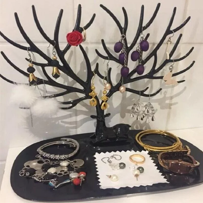 

Little Deer Earrings Necklace Ring Pendant Bracelet Jewelry Display Stand Tray Tree Storage Racks Organizer Holder