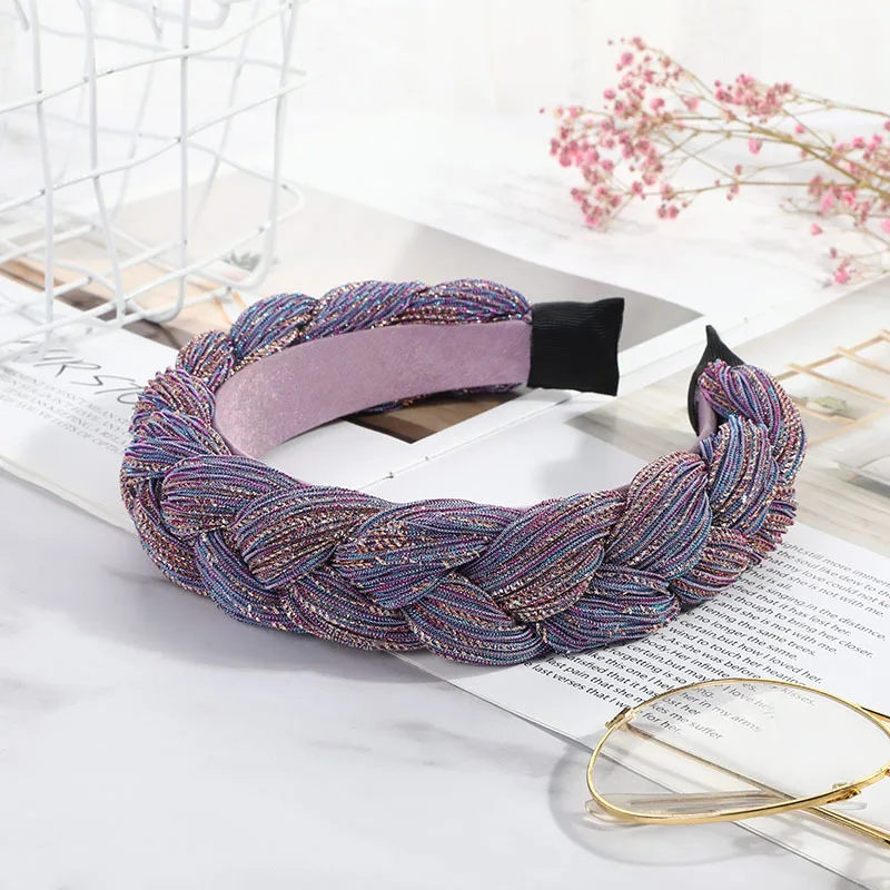 

Women Hair Accessories Gold Wire Braid Boho Hairband Fabric Knotted Headband Vintage Twist Turban Fixed Wide Hair Band Headwear