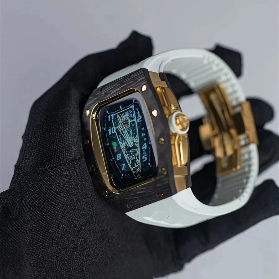 Carbon fiber Case Modification Kit For Apple Watch Band 44/45MM Titanium Alloy Fluororubber Strap for iWatch 8 7 6 5 4 SE Cover