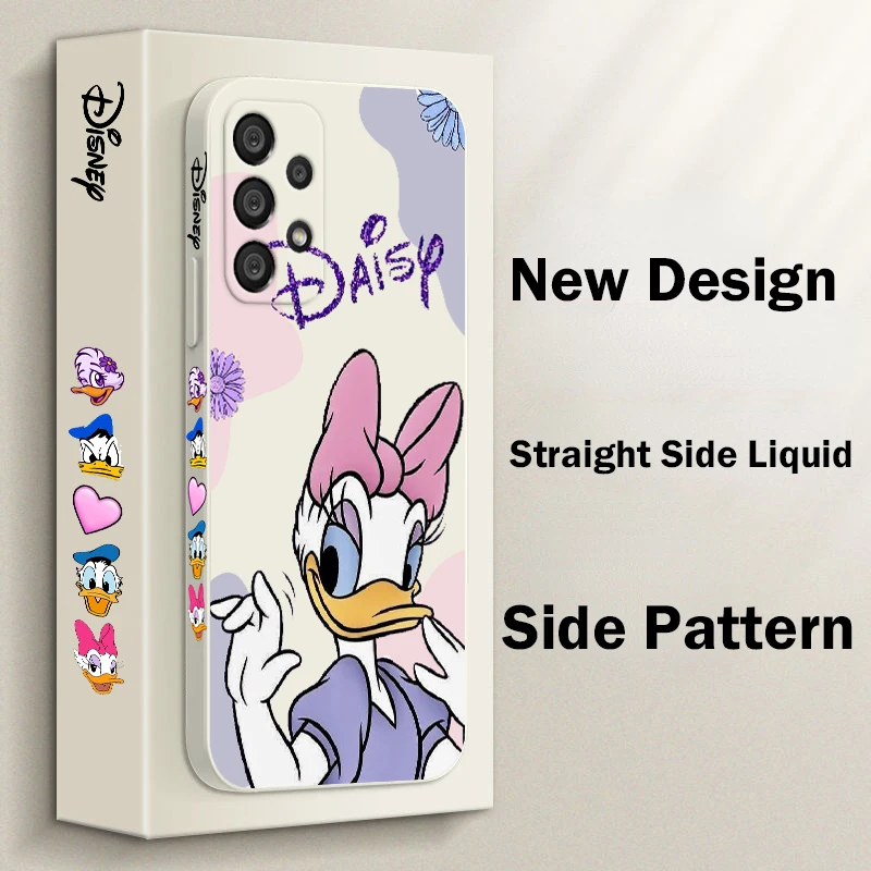 

Disney Donald Duck Daisy Cartoon Phone Case For Samsung A73 A53 A33 A52 A32 A71 A51 A21S A03S A50 A30 5G Liquid Left Rope Funda