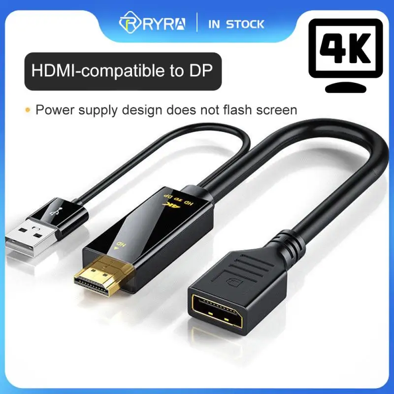 

RYRA 4K HDMI To DP Displayport Converter Cable 4K HDMI2.0 Adapter For PC TV Box Xbox PS4 PS5 Laptop Projector HDMI To DP Cable