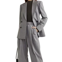 grey notched lapel lady jacket pant suits for weddings womens business blazer female coat trouser tuxedojacketpant